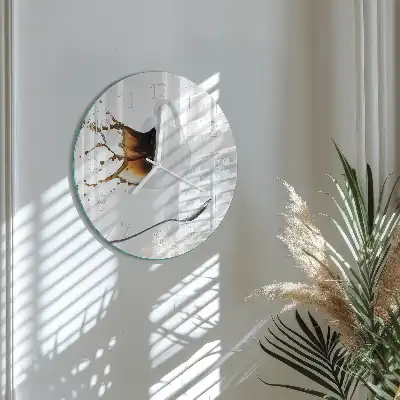 Hodiny na skle kulaté Šálek kávy