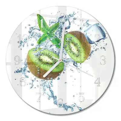 Kulaté skleněné hodiny na zeď Kiwi