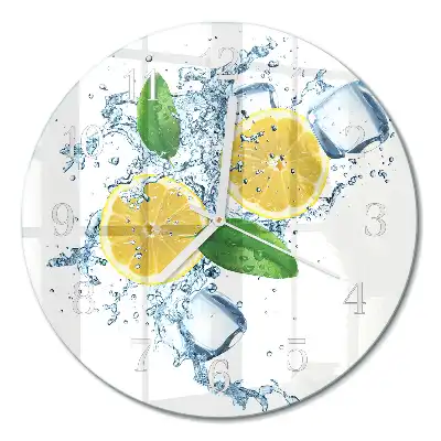 Hodiny s fotkou skleněné kulaté Citrus