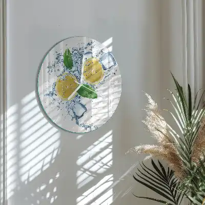 Hodiny s fotkou skleněné kulaté Citrus