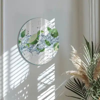 Kulaté skleněné hodiny na zeď Limetky