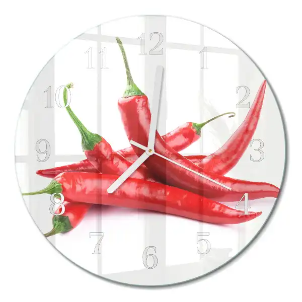Hodiny s fotkou skleněné kulaté Chilli papričky