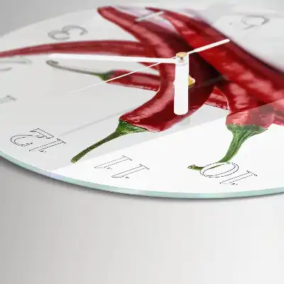 Hodiny s fotkou skleněné kulaté Chilli papričky