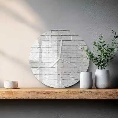 Hodiny na skle kulaté Cihlová zeď