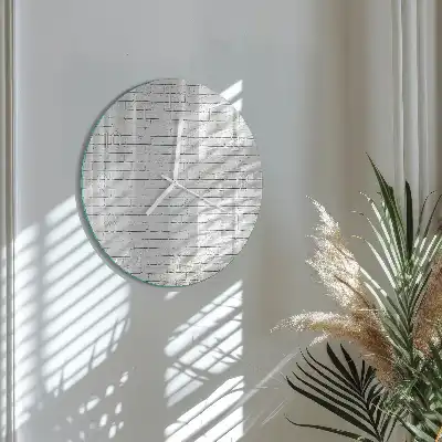 Hodiny na skle kulaté Cihlová zeď