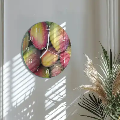 Hodiny s fotkou skleněné kulaté Ovoce