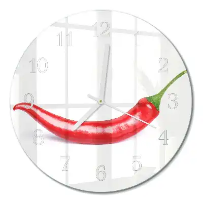 Hodiny na skle kulaté Chilli paprička