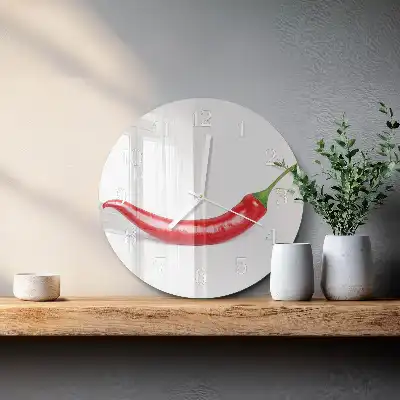 Hodiny na skle kulaté Chilli paprička