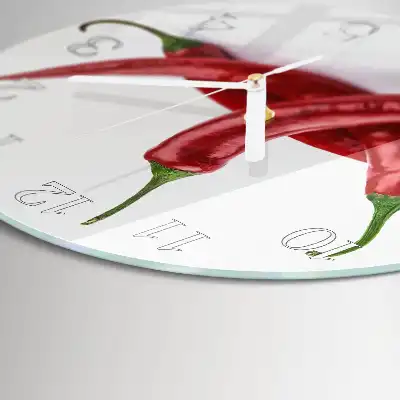 Nástěnné hodiny skleněné kulaté Chilli papričky