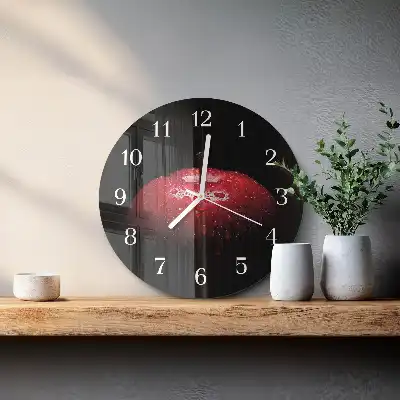Kulaté skleněné hodiny na zeď Jablko