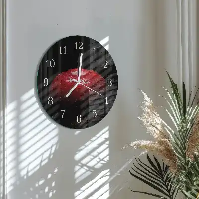 Kulaté skleněné hodiny na zeď Jablko