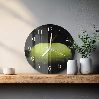 Hodiny s fotkou skleněné kulaté Jablko