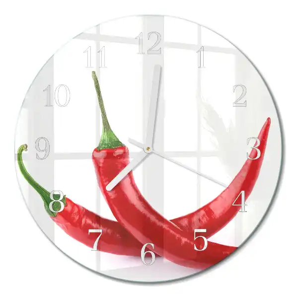 Hodiny na skle kulaté Chilli papričky