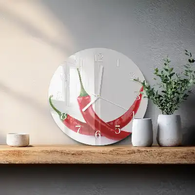 Hodiny na skle kulaté Chilli papričky