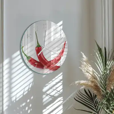 Hodiny na skle kulaté Chilli papričky