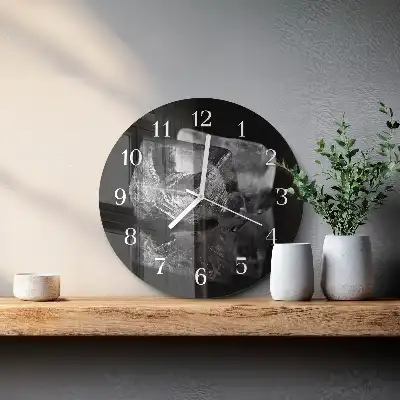 Kulaté skleněné hodiny na stěnu Kostky ledu