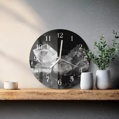 Nástěnné hodiny skleněné kulaté Kostky ledu
