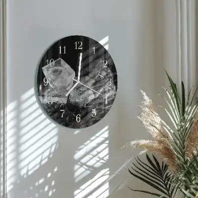 Nástěnné hodiny skleněné kulaté Kostky ledu