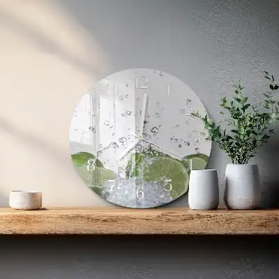 Kulaté skleněné hodiny na zeď Uhličitan vápenatý