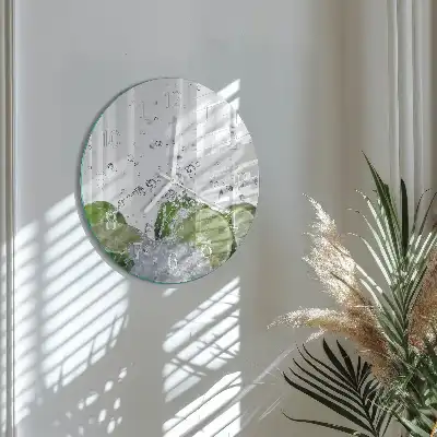 Kulaté skleněné hodiny na zeď Uhličitan vápenatý