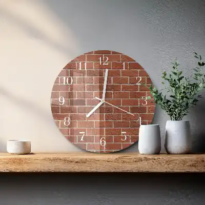 Nástěnné hodiny skleněné kulaté Cihlová zeď