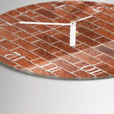 Nástěnné hodiny skleněné kulaté Cihlová zeď