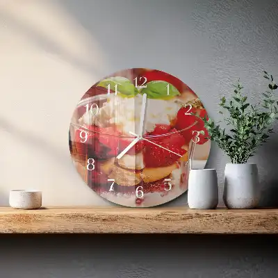 Kulaté skleněné hodiny na zeď Ovoce