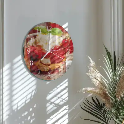 Kulaté skleněné hodiny na zeď Ovoce