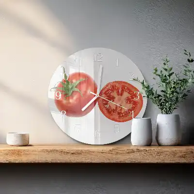Kulaté skleněné hodiny na zeď Rajčata