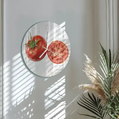 Kulaté skleněné hodiny na zeď Rajčata