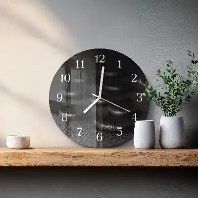 Hodiny s fotkou skleněné kulaté Zenové kameny