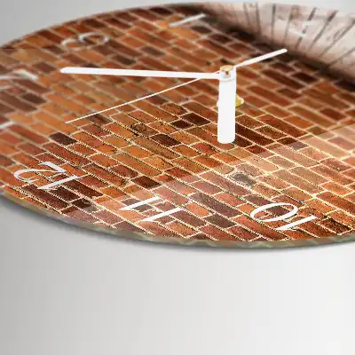 Hodiny na skle kulaté Cihlová zeď