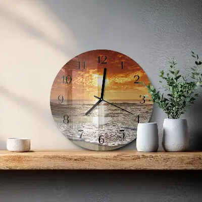 Kulaté skleněné hodiny na zeď pláž moře