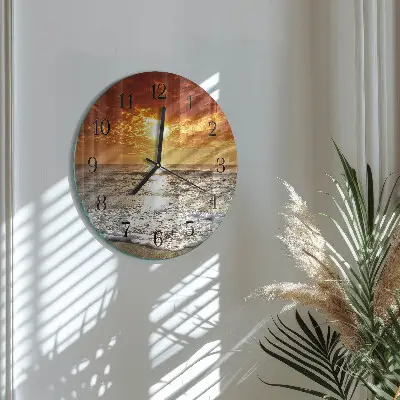 Kulaté skleněné hodiny na zeď pláž moře