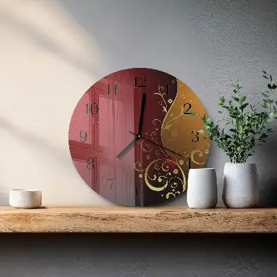 Kulaté skleněné hodiny na zeď Abstrakce