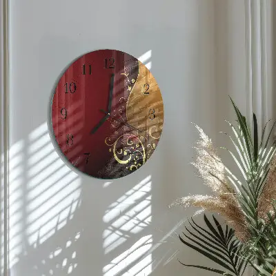 Kulaté skleněné hodiny na zeď Abstrakce