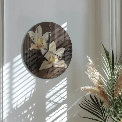 Nástěnné hodiny skleněné kulaté Vanilka