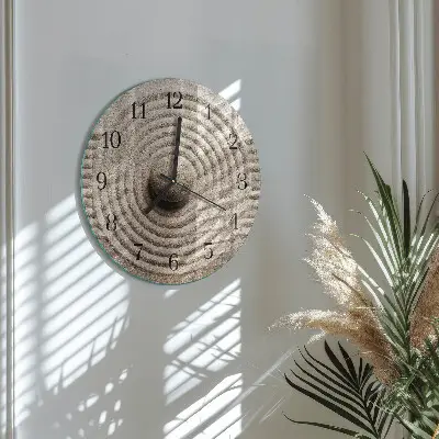 Kulaté skleněné hodiny na stěnu Kámen