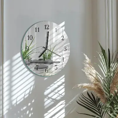 Nástěnné hodiny skleněné kulaté Kameny