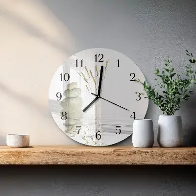 Kulaté skleněné hodiny na zeď Kameny