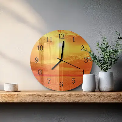 Nástěnné hodiny skleněné kulaté Slunný