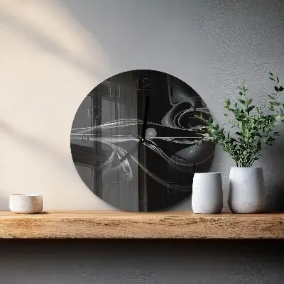Kulaté skleněné hodiny na zeď Abstrakce