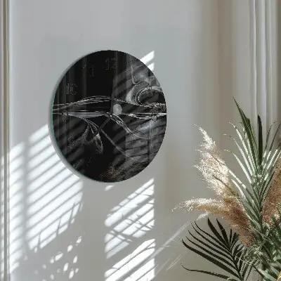 Kulaté skleněné hodiny na zeď Abstrakce
