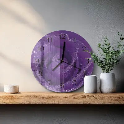 Kulaté skleněné hodiny na stěnu Růže
