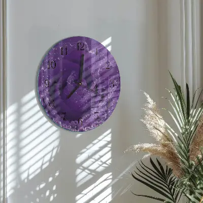 Kulaté skleněné hodiny na stěnu Růže