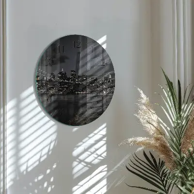 Hodiny s fotkou skleněné kulaté Horizontální most