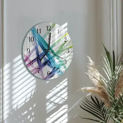 Kulaté skleněné hodiny na stěnu Abstrakce