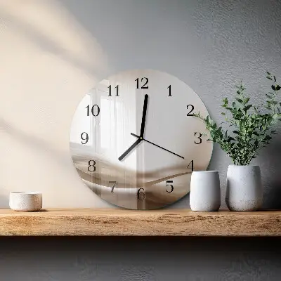Kulaté skleněné hodiny na zeď Abstraktní linie