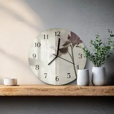Kulaté skleněné hodiny na zeď Vintage květina