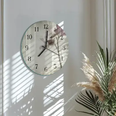 Kulaté skleněné hodiny na zeď Vintage květina